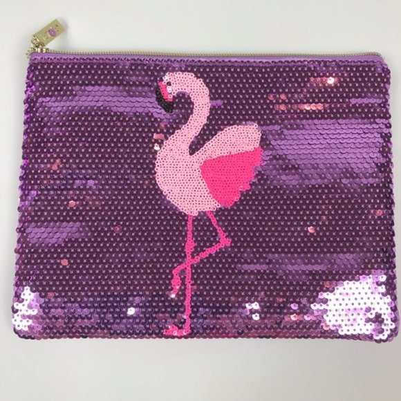 TARTE Flamingo Cosmetics Sequin Makeup Pouch NWT - Picture 5 of 6